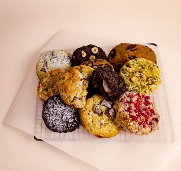 Mixed cookies on cooling tray