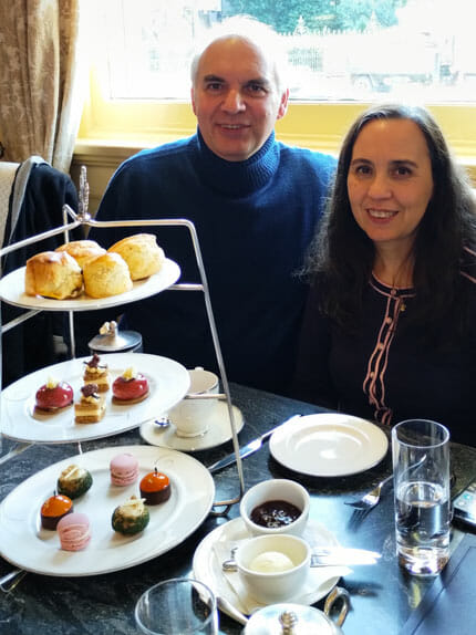 Silvina and Joe having High Tea